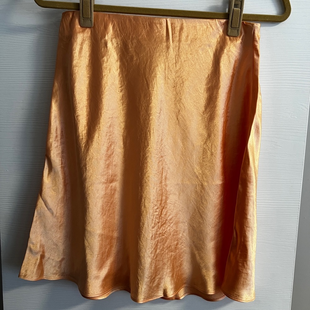 Babaton Orange Slip Satin Mini Skirt